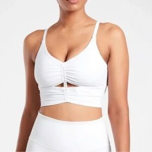 Athleta white ruched sports bra